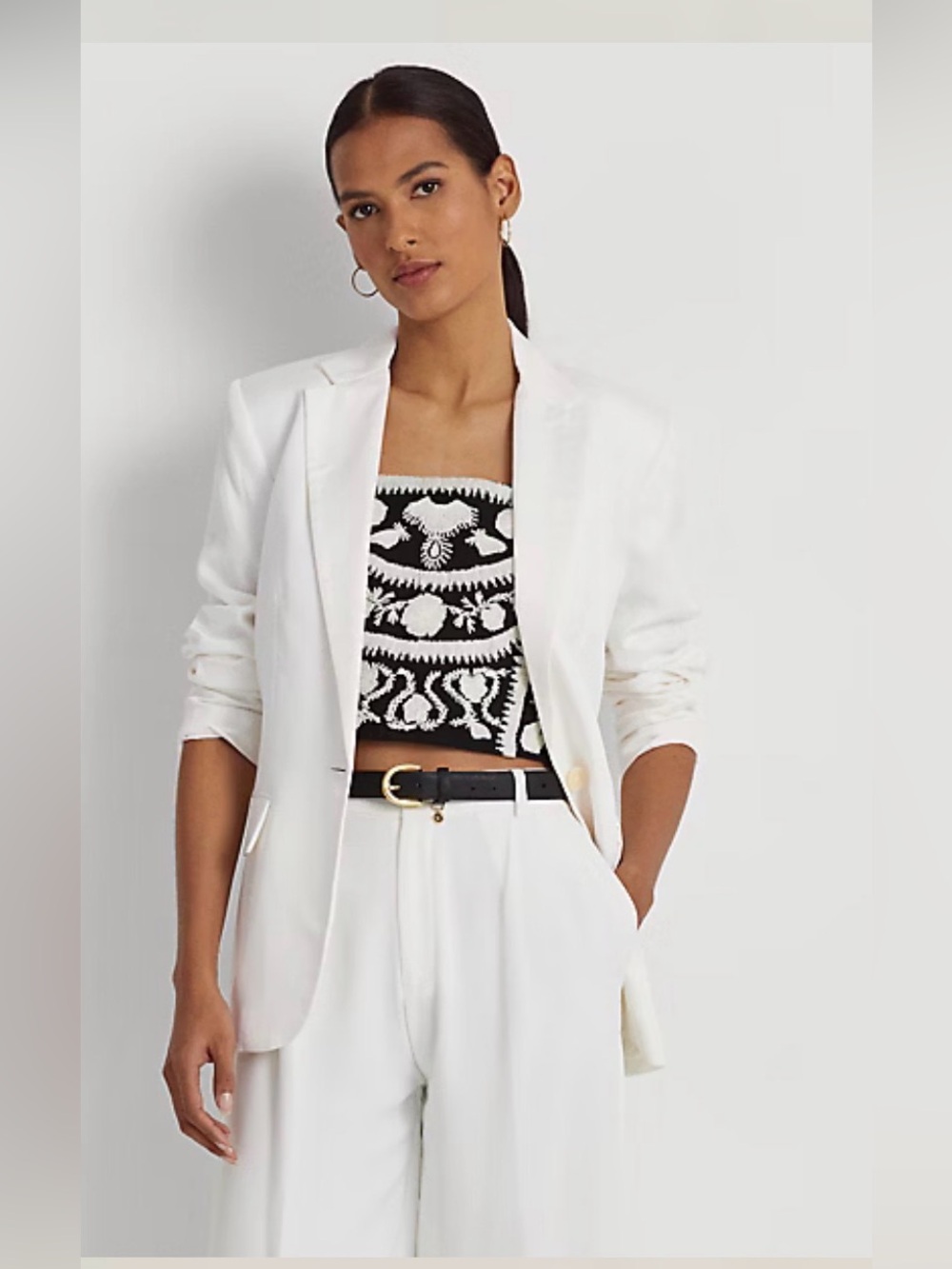NWT Lauren Ralph Lauren Linen-Blend Twill Blazer Size 12P - Picture 3 of 8